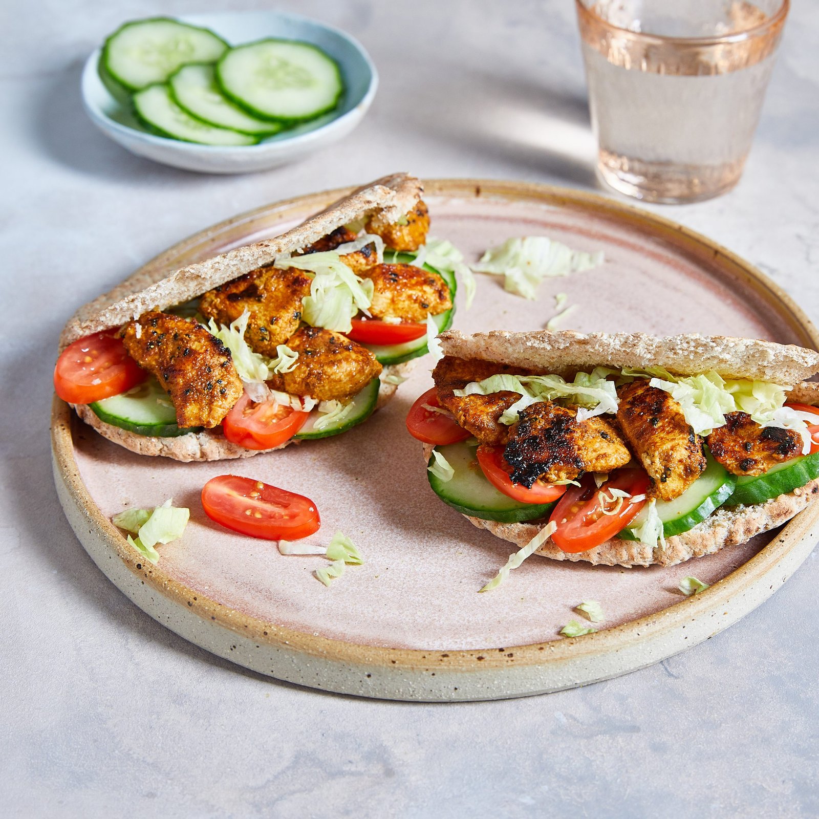 Mixed kebab with salad